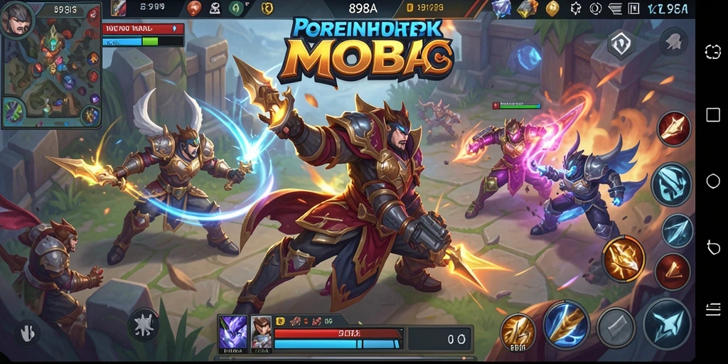 Tangkapan layar menampilkan aksi seru dalam game MOBA.
