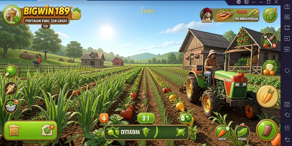 Tampilan seru gameplay pertanian di BIGWIN189 yang memukau.