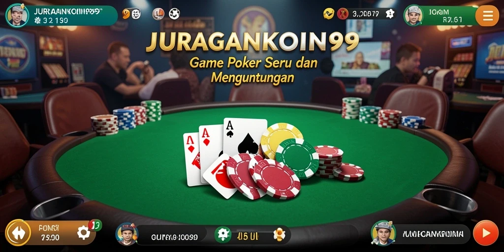 Gameplay mengasyikkan di JURAGANKOIN99 dengan tampilan meja Poker.