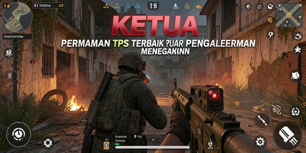 Screenshot utama <strong>KETUA</strong> menampilkan aksi intense dalam pertempuran TPS.