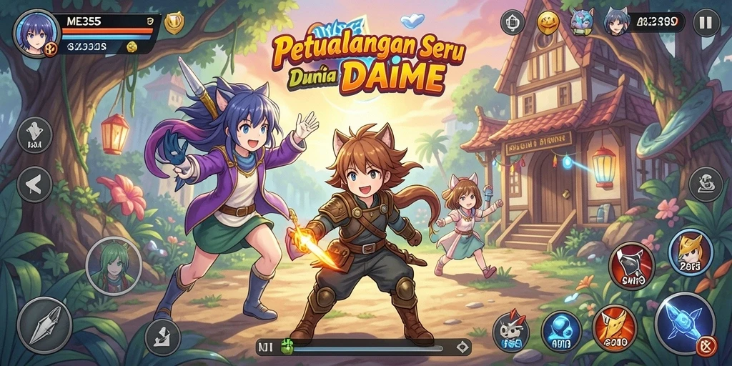 Tampilan gameplay seru dalam ME355 dengan karakter Anime yang menawan.