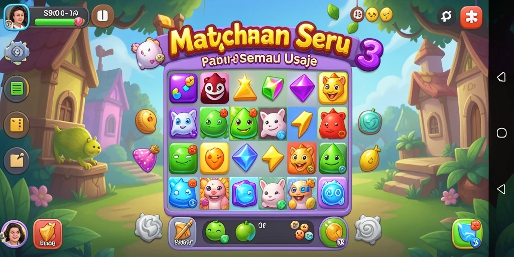 Screenshot utama S80 menampilkan aksi seru permainan Match-3.