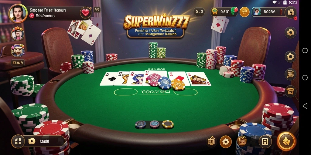 Tampilan gameplay poker yang seru di SUPERWIN777.