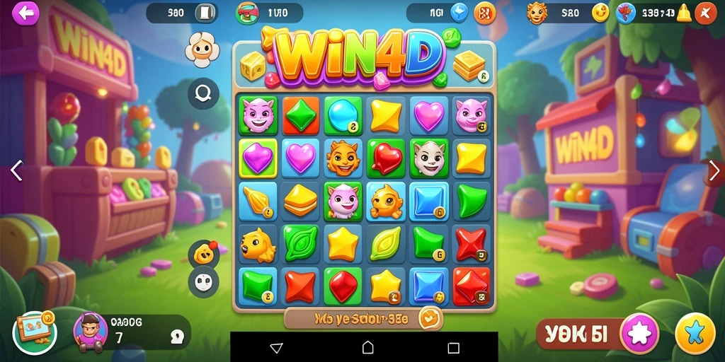 Screenshot gameplay WIN4D yang menampilkan keseruan mencocokkan objek.